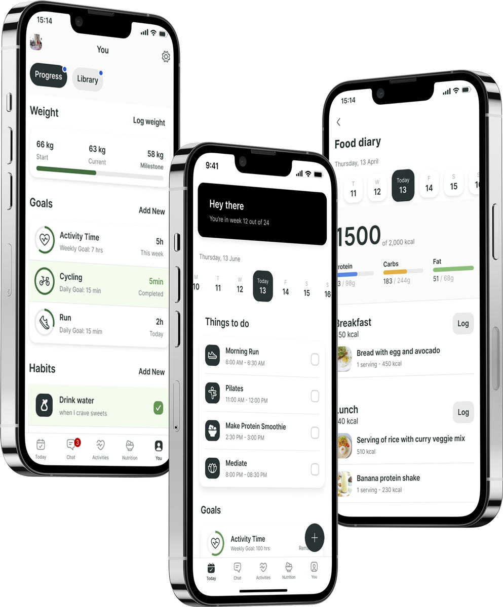 A mockup of the coaching app showcasing the features.